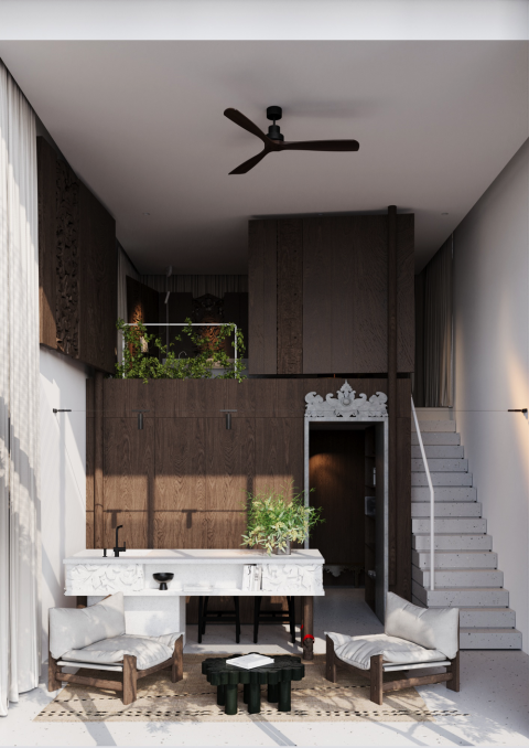 Loft with a privte pool and a bath